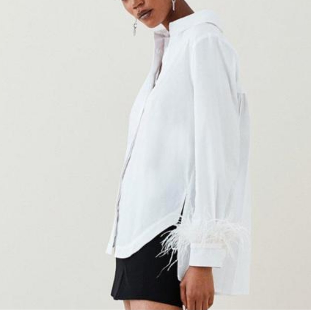 Feather Cuff, Pleated Back Top